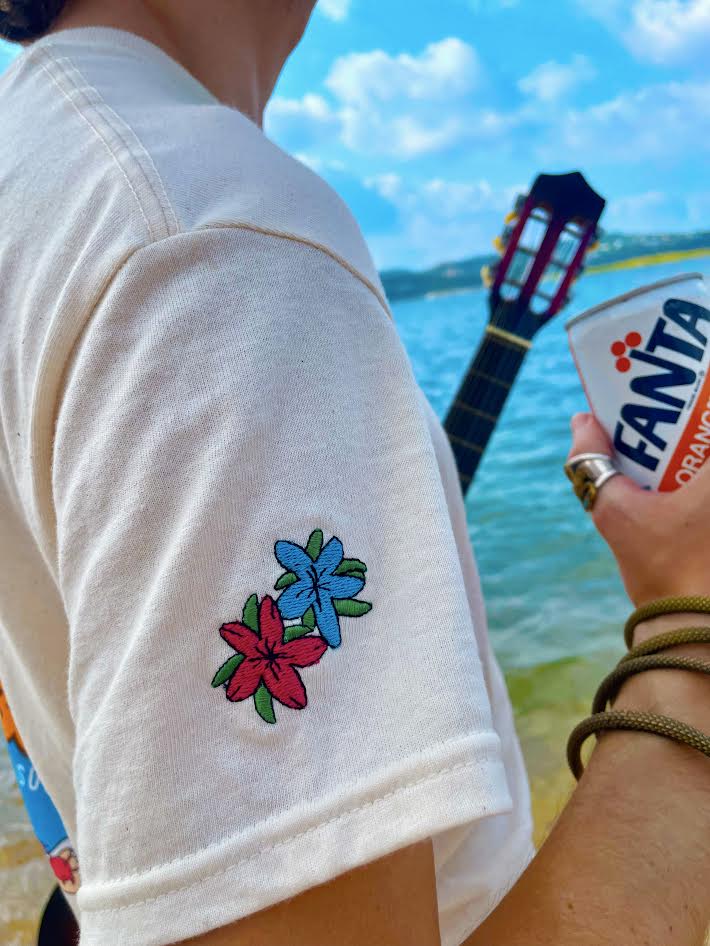 Embroidered Surf Social Tee - Blue Sky