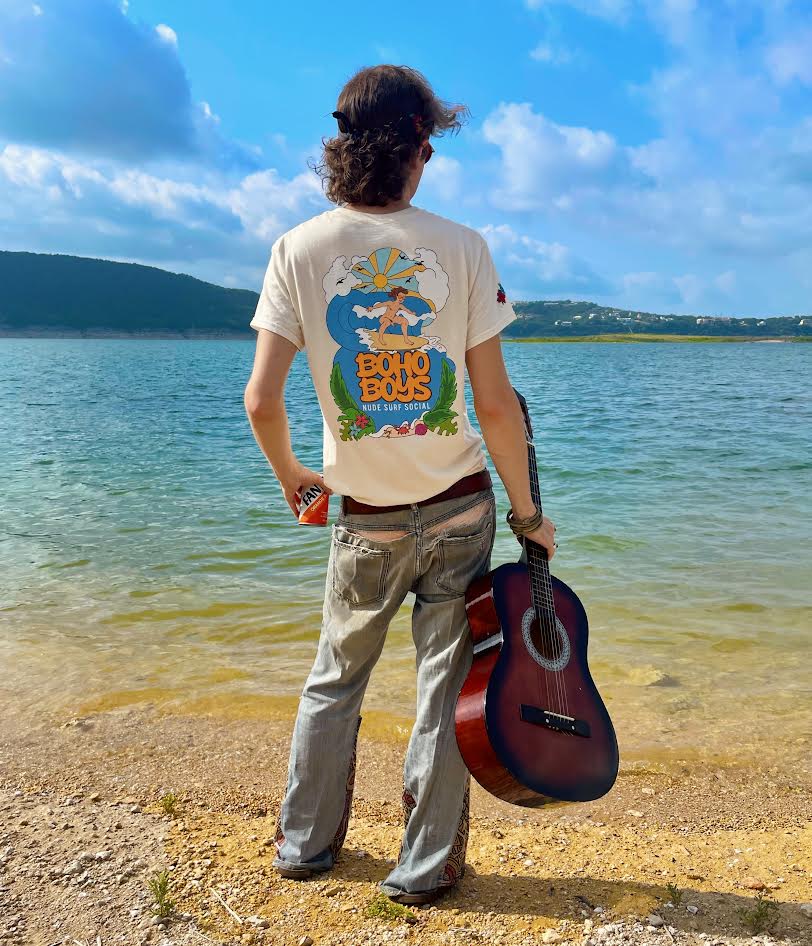 Embroidered Surf Social Tee - Blue Sky
