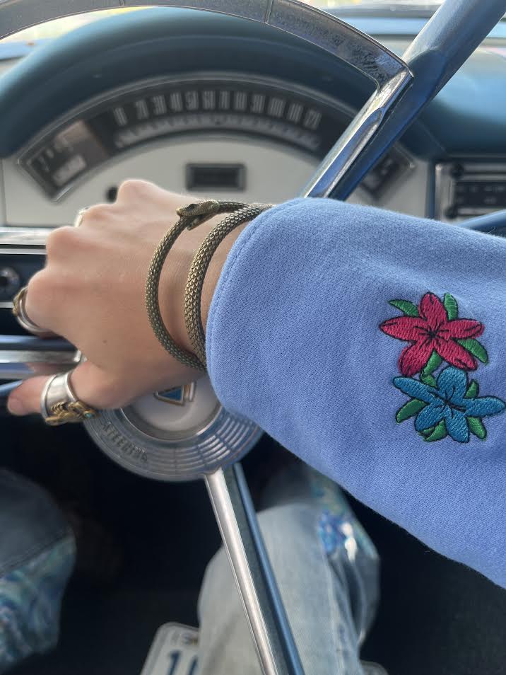 Embroidered Poolside Zip-Up — Blue Sky