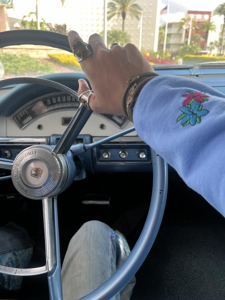 Embroidered Poolside Zip-Up — Blue Sky