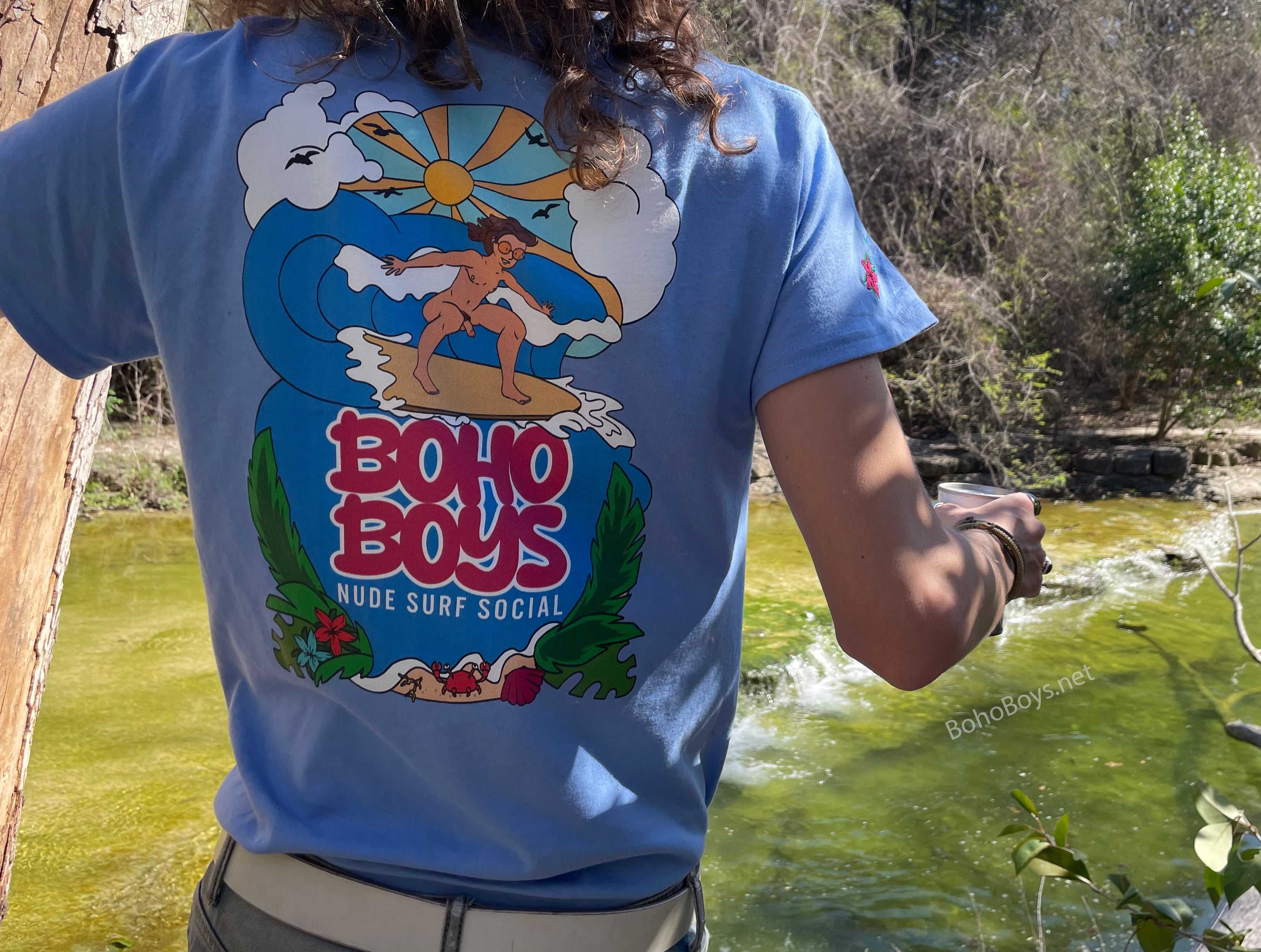 Embroidered Surf Social Tee - Blue Sky